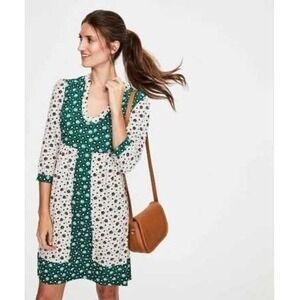 Boden mollie Floral Print Shift Dress Green Pink‎ Womens US 8R 100% viscose